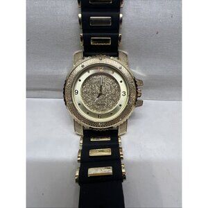 Bust Down Techno Pave Hip Hop Men's Iced Bling Rubber Band Watches WR 7758